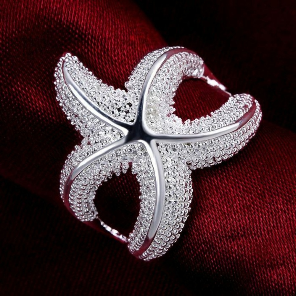 925 Silver Luxury Starfish Beautiful Ring - Picture 3 of 7